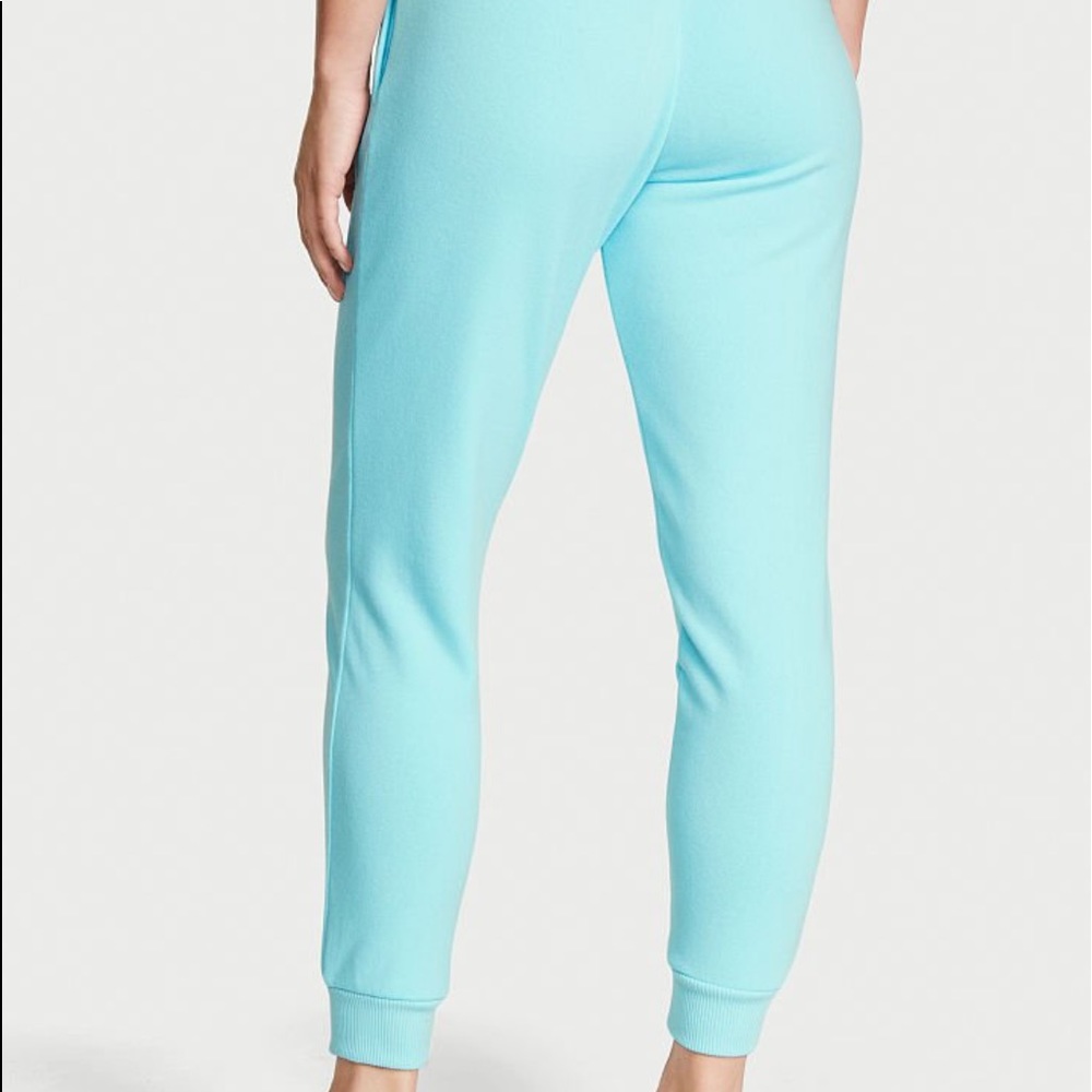Soft VICTORIA Secret Cotton Fleece Jogger Serenity Blue Pants Lounge VS M XL